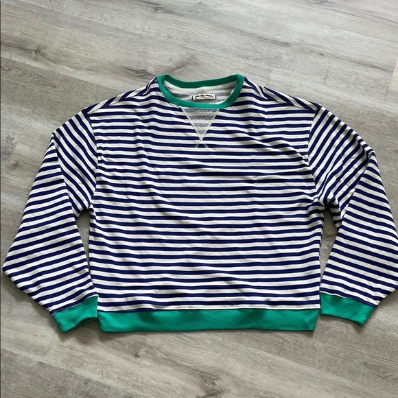 Free People Classic Striped Sweater Crewneck Oversize Baggy Cotton Women XS NWOT - Picture 3 of 13